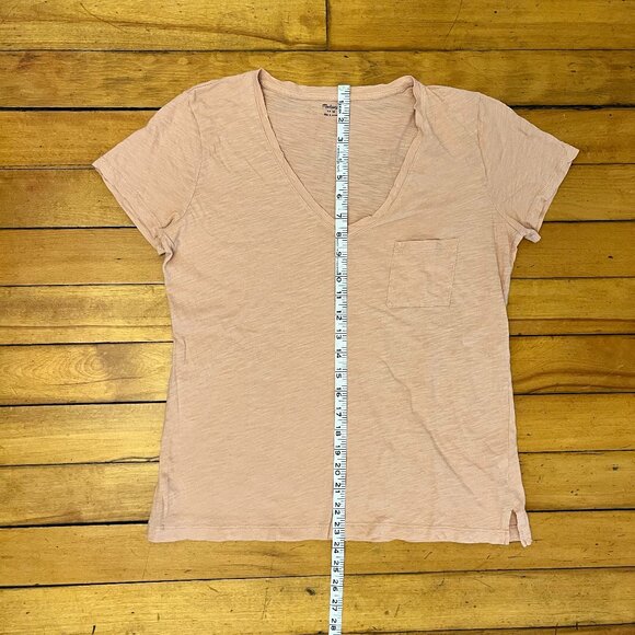 Madewell Peach Cotton V-Neck Short Sleeve T-shirt, Size Medium - Picture 6 of 9